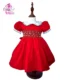 Christmas Red Hand Smocked Baby Girl Dress  With Matching Hair Clips / Hair Band