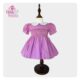 Purple Hand Smocked Baby Girl Dress With Matching Hair Clips / Hair Band