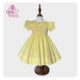 Light Yellow Hand Smocked Baby Girl Dress With Matching Hair Clips / Hair Band