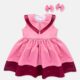 Pink Valentina Baby Girl  Party Dress With Matching Hair Clips / Hair Band