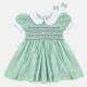 Seafoam Green Hand Smocked Baby Girl Dress With Matching Hair Clips / Hair Band