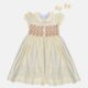 Butter Yellow Hand Smocked Baby Girl Dress With Matching Hair Clips / Hair Band