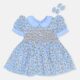 Yellow & White Floral Hand Smocked Baby Girl Dress With Matching Hair Clips / Hair Band